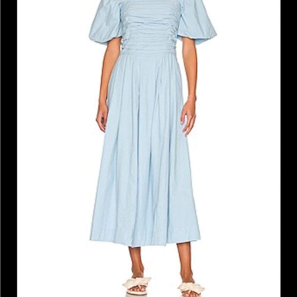 FREE PEOPLE Ain't She A Beaut Midi Dress in Hot Spring Blue XS **